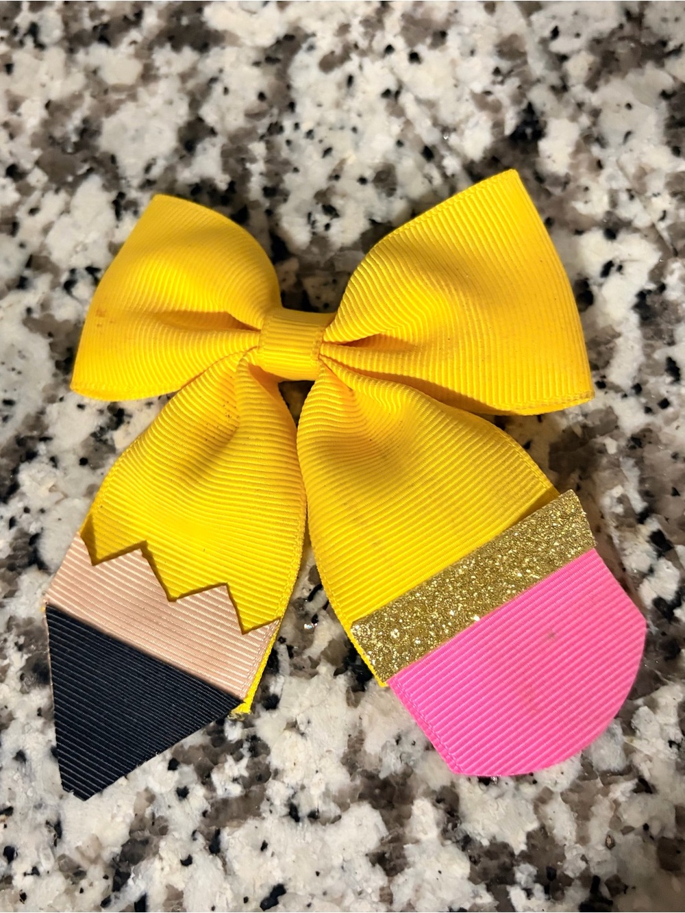 Yellow Pencil & Eraser Kids Hair Bow